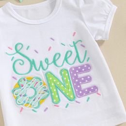 Clothing Sets Honganda Baby Girl First Birthday Outfit Sweet One Embroidery T-shirt Top Donut Flared Pants With Headband Summer Clothes Set