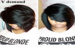 Classic Fashion 1PC Short BOB Black Natural Straight Wigs Synthetic For African American Black Women Kanekalon Fibre U Part Wig5243535