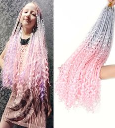 Synthetic Hair Goddess Crochet Braids 22quot Bohemian Box Braiding Hair Extensions Grey Blue Pink Messy Box Braids 12 Strandspc8682206