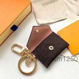 Brown Flower Mini Leather Bag Charm Keychain Keyring Purse Pendant for Women Handbag Car Decor P3UB