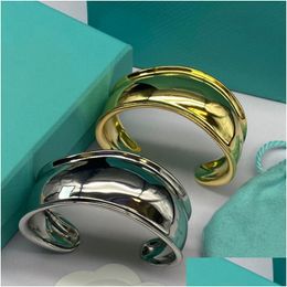 Bangle Heart Bracelet Opening Bangles Narrow Wide Geometry Shape Designer Luxury Jewellery Womans Gold Platinum Bracelets No Allergies Dhayd