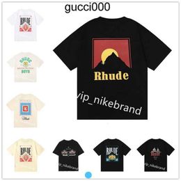 Top Craftsmanship rhude Mens T Shirts summer Fashion designer tshirts Street Casual Short Sleeve Beach Style RHUDE tees Cotton printing Rhude shirt S-5XL VIK8