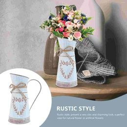 Vases Flowers Country Shabby Flower Vase Rustic Galvanised Vintage Holder Plant Jug Pot French Style
