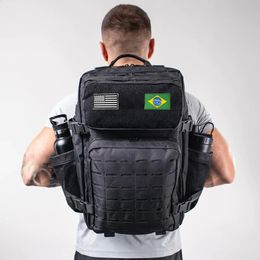 50L Military Tactical Backpack Army Bag Hunting MOLLE Backpack GYM For Men EDC Outdoor Hiking Rucksack Witch 2 Bottle Holders 240119