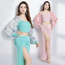 Stage Wear Belly Dance Costume Female Elegant Long Skirt Oriental Training Suit For Women Performance Clothing 3-piece Set
