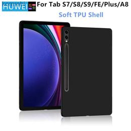 Tablet PC Cases Bags HUWEI Case For Samsung Galaxy Tab S9 11 2023 S7 FE S8 S9 Plus Ultra 12.4 A8 A7 S6 Soft Silicone TPU Protective Shell Back CoverL240217