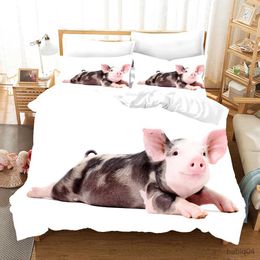 Bedding sets Animal Pig Duvet Cover King/Queen Size3D Cute Pink Pet Pig Bedding Set for Kids Teens Adult Lovely Cartoon Soft Comforter Cover