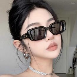 Sunglasses Personalized Black Square Woman Small Rectangle Sun Glasses Female Gradient Clear Mirror