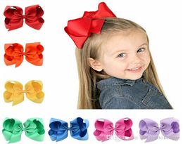 6 Inch Baby Girl Children hair bow boutique Grosgrain ribbon clip hairbow Large Bowknot Pinwheel Hairpins Hair Accessories decorat5358724