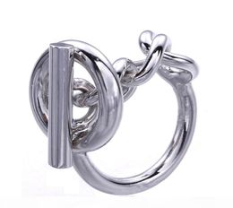 925 Sterling Silver Rope Chain Ring With Hoop Lock For Women French Popular Clasp Ring Sterling Silver Jewelry Making1074054