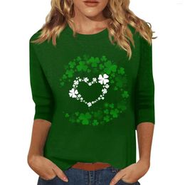 Women's T Shirts T-Shirt For Women Spring Casual 3/4 Sleeve St. Patrick'S Day Print Pullover Top Versatile Fashion Clothes Loose Tops