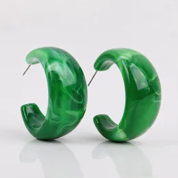 Hoop Earrings FishSheep Korean Acrylic Green Wide For Women Resin Chunky Circle C Hoops Minimalist Earring Statement Jewellery