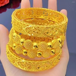 Bangle ANIID Dubai Luxury Golden Round Charm Bangles For Lady African Engagemnt Bracelets Hand Jewellery Accessories Gifts