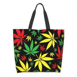 Shopping Bags Leaves Bag Reusable Jamaican Color Tote Exotic Shoulder Casual Lightweight Large Capacity