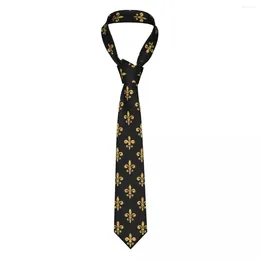 Bow Ties Mens Tie Classic Skinny Golden Fleur De Lis Neckties Narrow Collar Slim Casual Gift