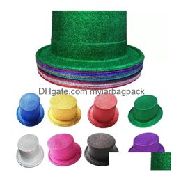 Party Hats Quality Jazz Magician Hats Kids Gold Powder Top Party Hat Fashion Black Red Pink Green Yellow Purple Children Masquerade Sh Dh9Wn