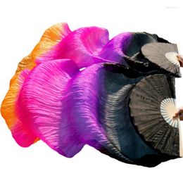 Stage Wear High Quality Silk Belly Dance Fan Real Veils Left Right Colours Black Purple Rose Red Orange