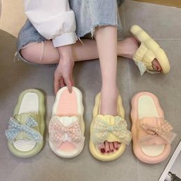 Slippers Naihuhu Princess Bow Tie For Female Outwear 2024 Summer Fashion Thick Sole Comfortable And Versatile Cool