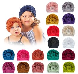 Baby Turban bonnet soild Colour cotton top knot Inner Hijab african headwrap girls boys head wraps India Hat Hijabs Cap RY199203137