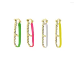 Hoop Earrings 2024 Gold Colour Neon Colourful Enamel Shaped Earring White Yellow Pink Green Candy Girl Women Jewellery