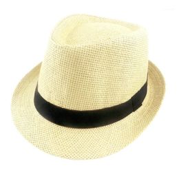 Stingy Brim Hats Summer Solid Straw Hat For Women And Man Beach Fedoras Casual Panama Sun Jazz Caps 6 Colors 60cm1215o