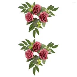 Decorative Flowers 2 Pcs Rose Holder Wedding Decorations Ring Artificial Flower Centrepieces For Tables Rings Plastic Wreath Winter Wreaths