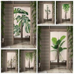 Curtain Green Leaf Door Curtain Tropical Plant Japanese Partition Hanging Curtain Kitchen Bedroom Entrance Doorway Decor Noren Cortinas