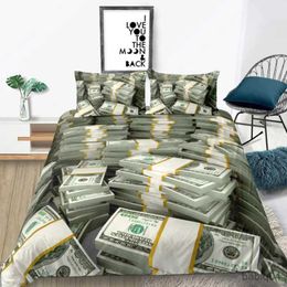 Bedding sets 3D Modern Bedding Set Dollar Motif Printed Duvet Cover Vivid Comforter Cover 2/3 Pieces Money Maths Pattern Funny Soft Bed Set