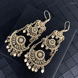 Dangle Earrings Moroccan Luxury Bride Wedding Party Jewelry Arabian Women's Moon Shape Design Hanging Pendant Ear Clip