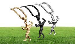 Fitness Men Bodybuilder Hercules Barbell Pendant Chain Necklace Charm Jewellery Stainless Steel Collar Necklaces KKA18509892915