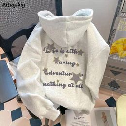 Women's Hoodies Hooded Women Letter Printed Preppy Couples BF Plus Velvet Baggy Coats All-match Outwear Autumn Est Stylish