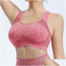 Yoga Outfit Sports Quakeproof Underwear Womens Vest Gathered Push Up Fitness Clothes Seamless Breathable Water Absorption Tops Drop Dhmva