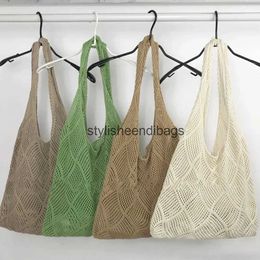 Shoulder Bags Large Capacity Crochet Bag Woven Hollow Knitting Handbags Fashion Women Shopping ToteH24217