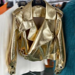 Women's Leather YOLOAgain Oversized Real Jacket Women Shiny Female