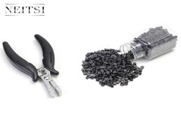 Neitsi 2pcs Micro Links Hair Extensions 1pc Black Colour Pliers 500pcs Micro Rings Hair Styling Tools44517693616848