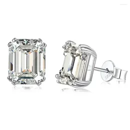 Stud Earrings Models 925 Sterling Silver Emerald Cut 4CT High Carbon Diamonds Ear Wedding Party Jewellery Drop