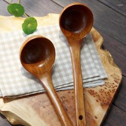 Spoons Wooden Cooking Wood Soup Spoon Set With Long Straight Handle Non Stick Unique Household Kitchen Utensils For Dish