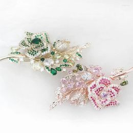 Brooches Rose Flower Brooch For Women Fashion Jewellery Cute Romantic Female Gift With Cubic Zirconia Different Colours