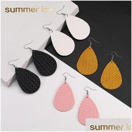 Dangle & Chandelier Pu Leather Teardrop Statement Earrings For Women Girl Double Side Drop Dangle Fashion Designer Jewellery Dhgarden Dhxhp