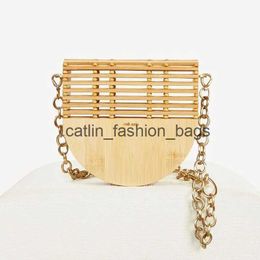 Shoulder Bags Retro new trendy bamboo woven bag shoulder rattan outdoor straw beach hollowH24217
