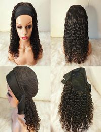 Brazilian Peruvian Hair Natural Wave Headband Wig Wavy Curly Wigs Nature Color9178365