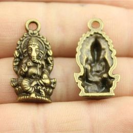 Tea Pets 2pcs Charms Buddha Ganesha Elephant 62x32mm Antique Making Pendant Fit Vintage Tibetan Silver Color DIY Findings Jewelry