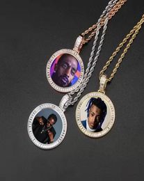 Custom po round pendant necklaces for men women hip hop luxury designer bling diamond picture pendants friend family jewelry lo5490701