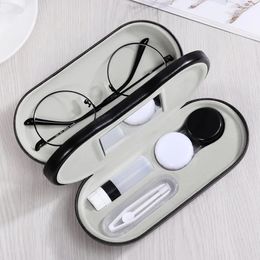 1Pcs Double-layer Dual-use Contact Lens Boxes Handmade Beauty Contact Partner Box Portable Men Women Glasses Eyewear Accessories 240119