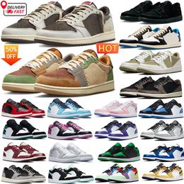 Mens 1 Basketball shoes 1s Low Golf Olive Reverse Mochas neakers Dark Wolf Grey Black Phantom Pine Green Bred Toe Unc Panda Womens Sports trainers