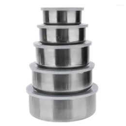 Bowls 5Pcs Mixing With Lid Stainless Steel Salad Bowl Stackable Cooking Storage Nesting Container Kitchen Accessories