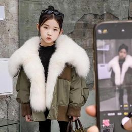 Jackets Winter Children's Fur Coat Big CollarRex Hair Inner Parkas Overcoat Thicker Warm For Boys Girls A3108