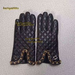 Five Fingers Gloves Designer Leather Touch Screen Gloves Soft Warm Short Wool Motorcycle Rider Gloves 2024 Designer Gloves High Quality
