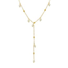 French style imitation baroque pearl necklace titanium steel 18k gold plated choker Y-shaped accessories tassel necklace