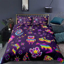 Bedding sets Colourful Toy Duvet Cover Funny Building Blocks Bedding Set With cases For Toddler Kids Teens Boys Girls Gift Bedroom Decor